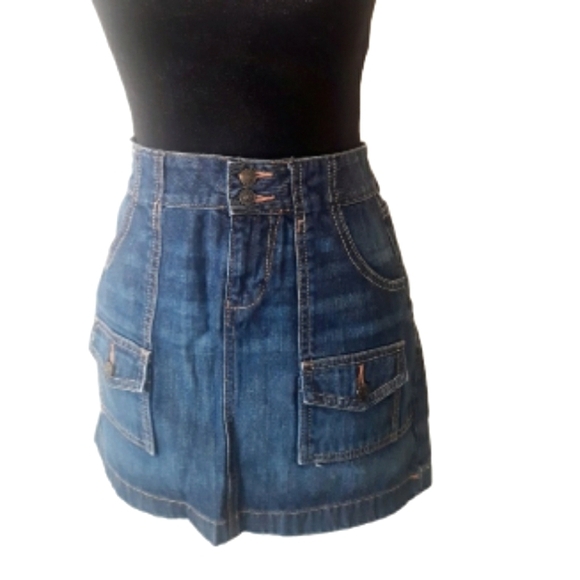 Y2K Old Navy Denim Utility Mini Skirt - Size 4 Regular - Picture 11 of 12